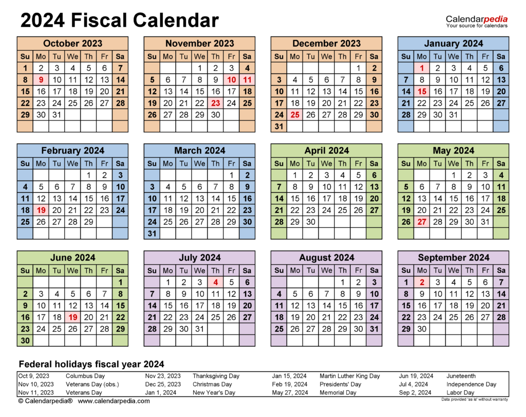 2024 Financial Year Calendar Excel | Printable Calendar 2024