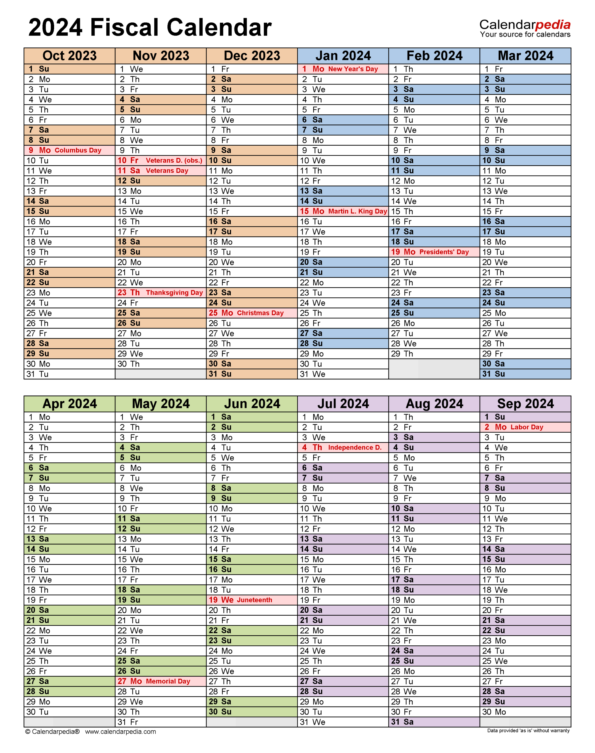 Fiscal Calendars 2024 - Free Printable Excel Templates | Fiscal Year 2024 Calendar Excel