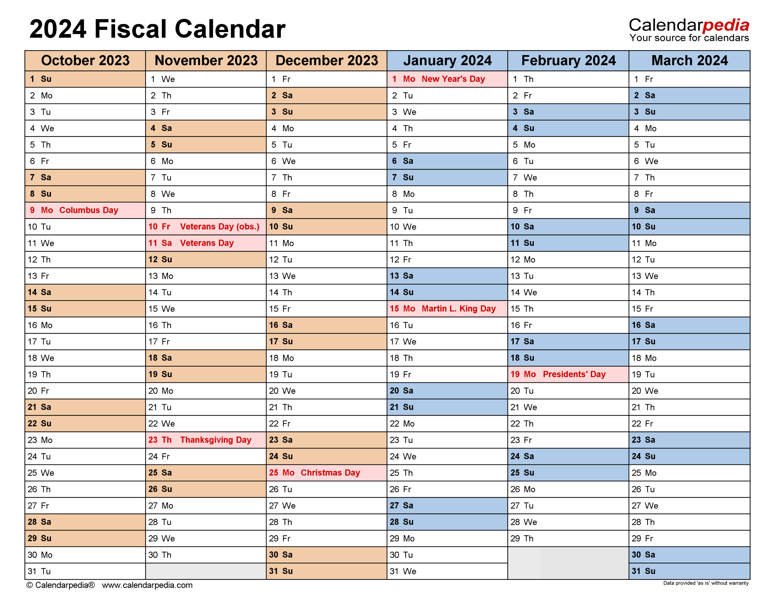 Fiscal Calendars 2024 - Free Printable Pdf Templates | Fiscal Year 2024 Calendar Printable