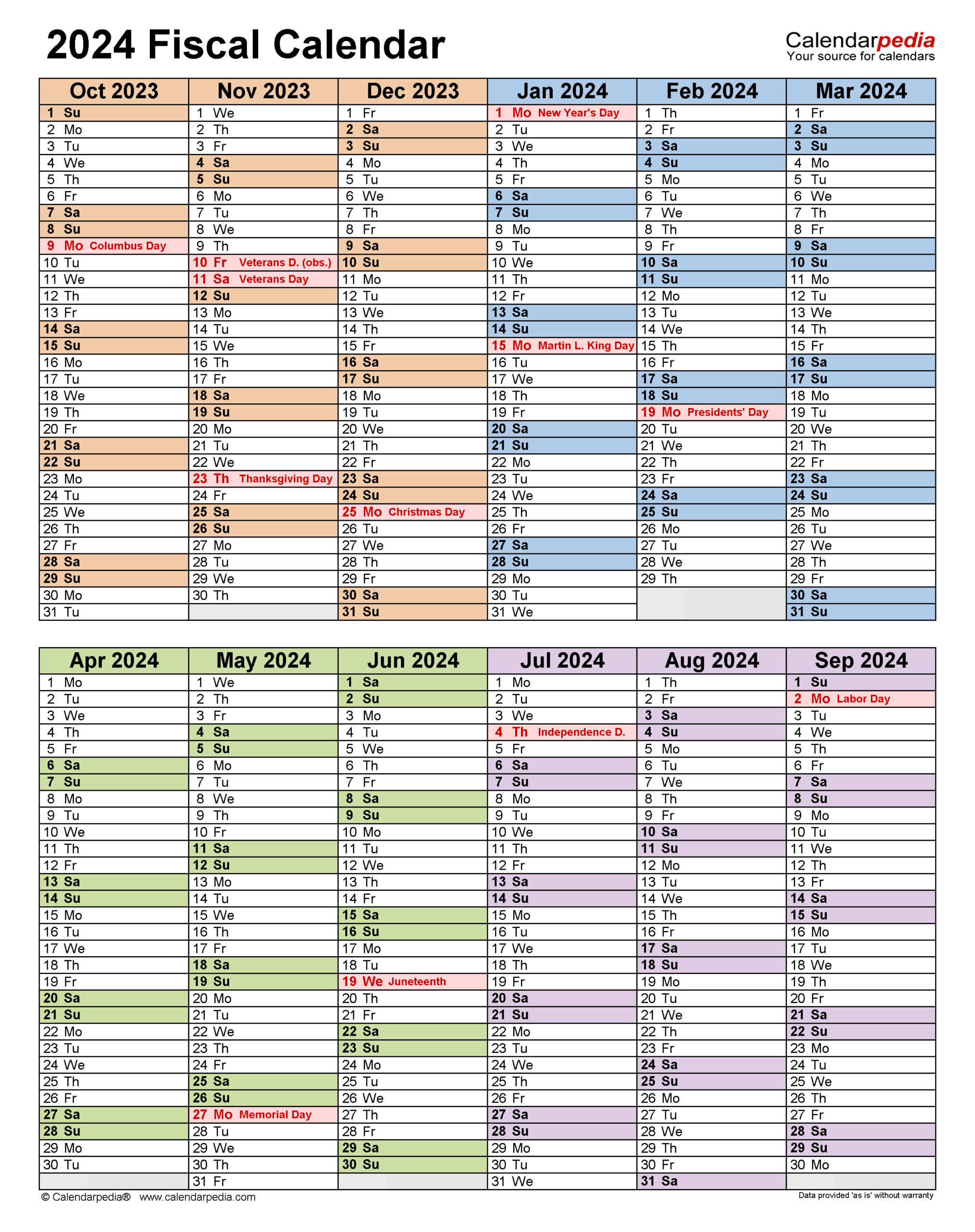 Fiscal Calendars 2024 - Free Printable Pdf Templates | Fiscal Year 2024 Calendar Printable