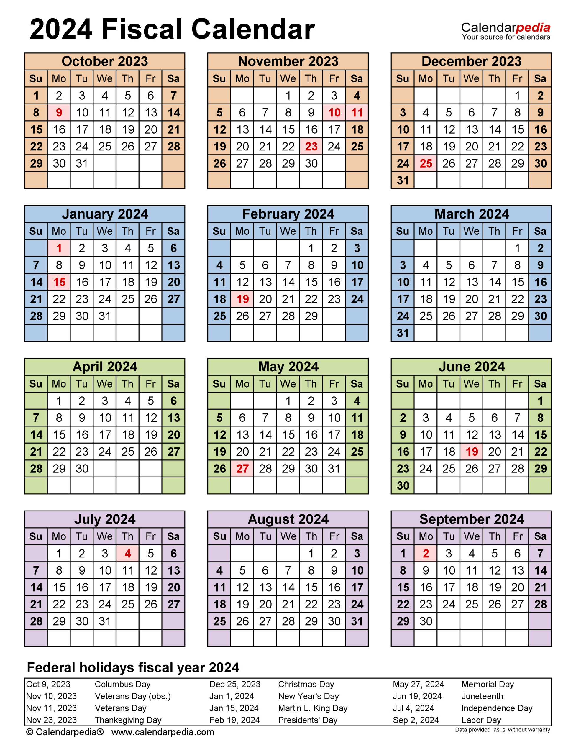 Fiscal Calendars 2024 - Free Printable Pdf Templates | Fiscal Year 2024 Calendar Printable