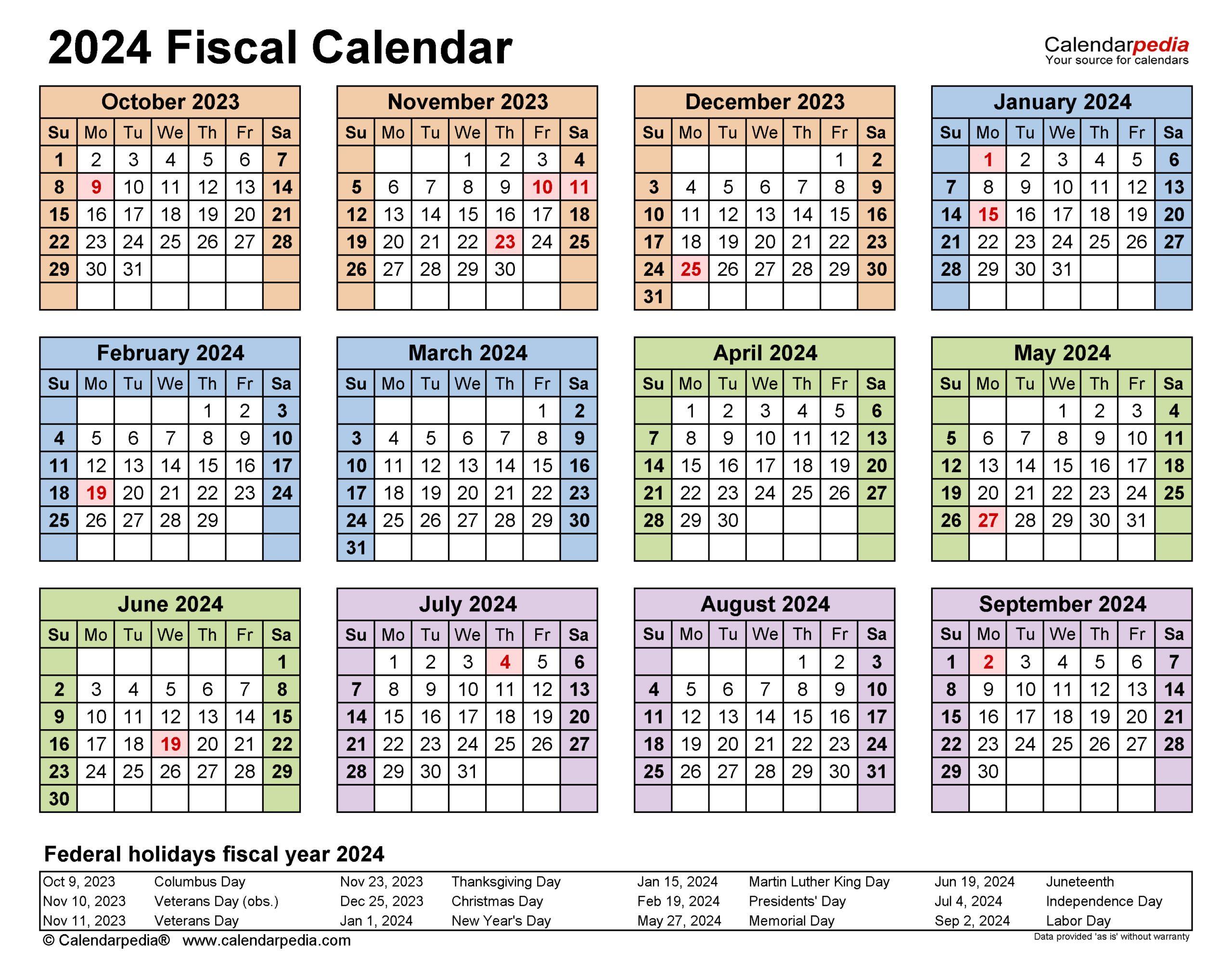 Fiscal Calendars 2024 - Free Printable Pdf Templates | Fiscal Year 2024 Calendar Printable