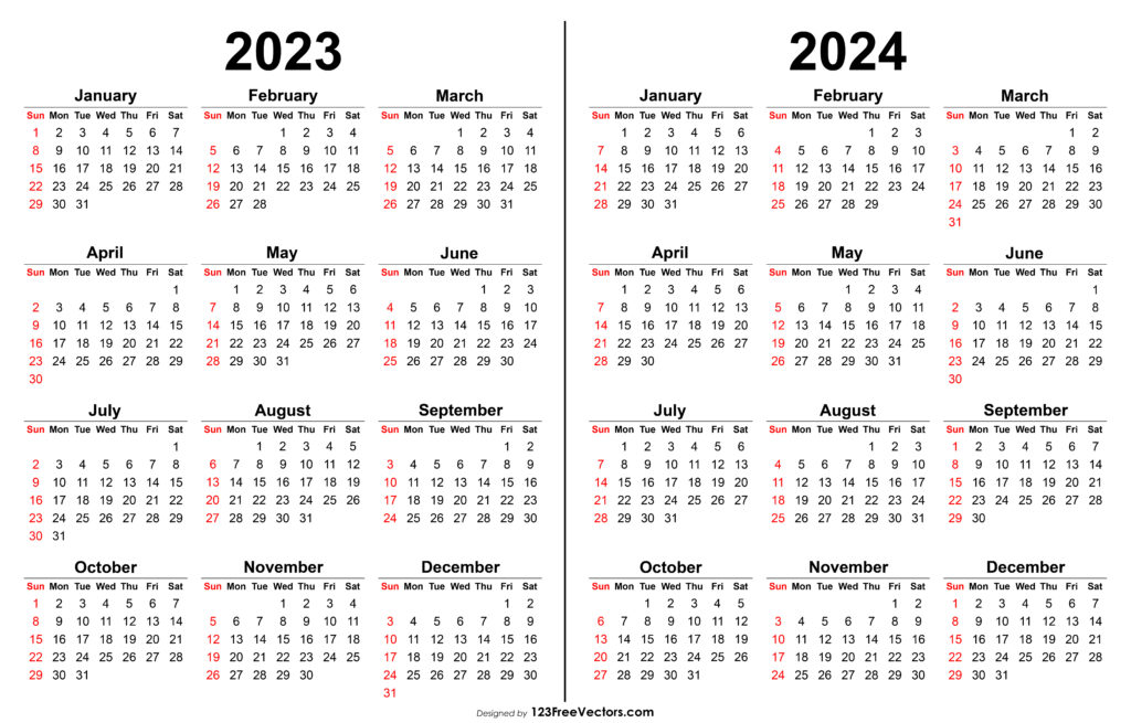 2023 E 2024 Calendar Printable | Printable Calendar 2024
