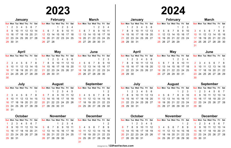 Free 2023 2024 Calendar | 2023 E 2024 Calendar Printable