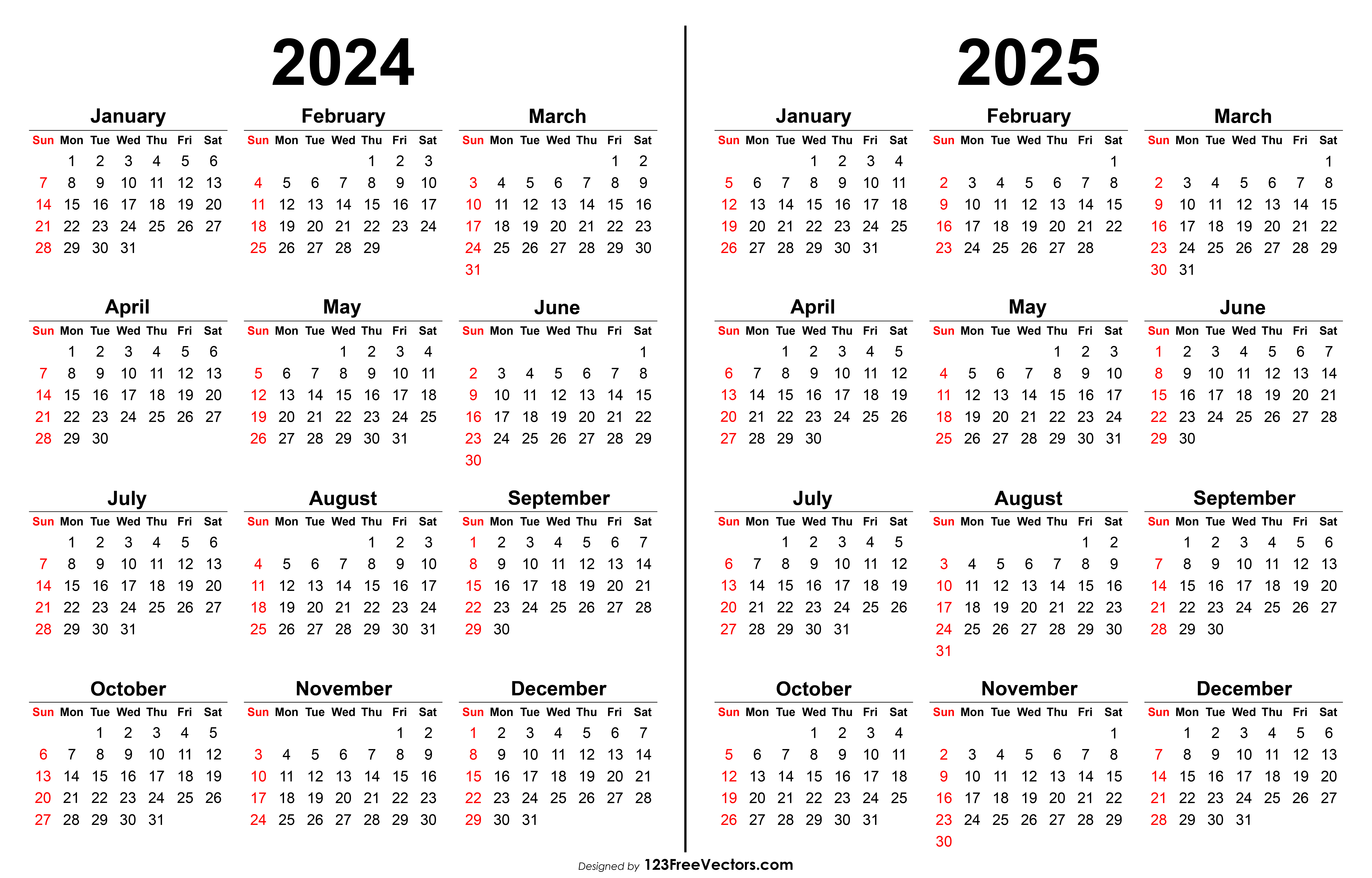 Free 2024 2025 Calendar | Free Printable Calendar 2024 And 2025