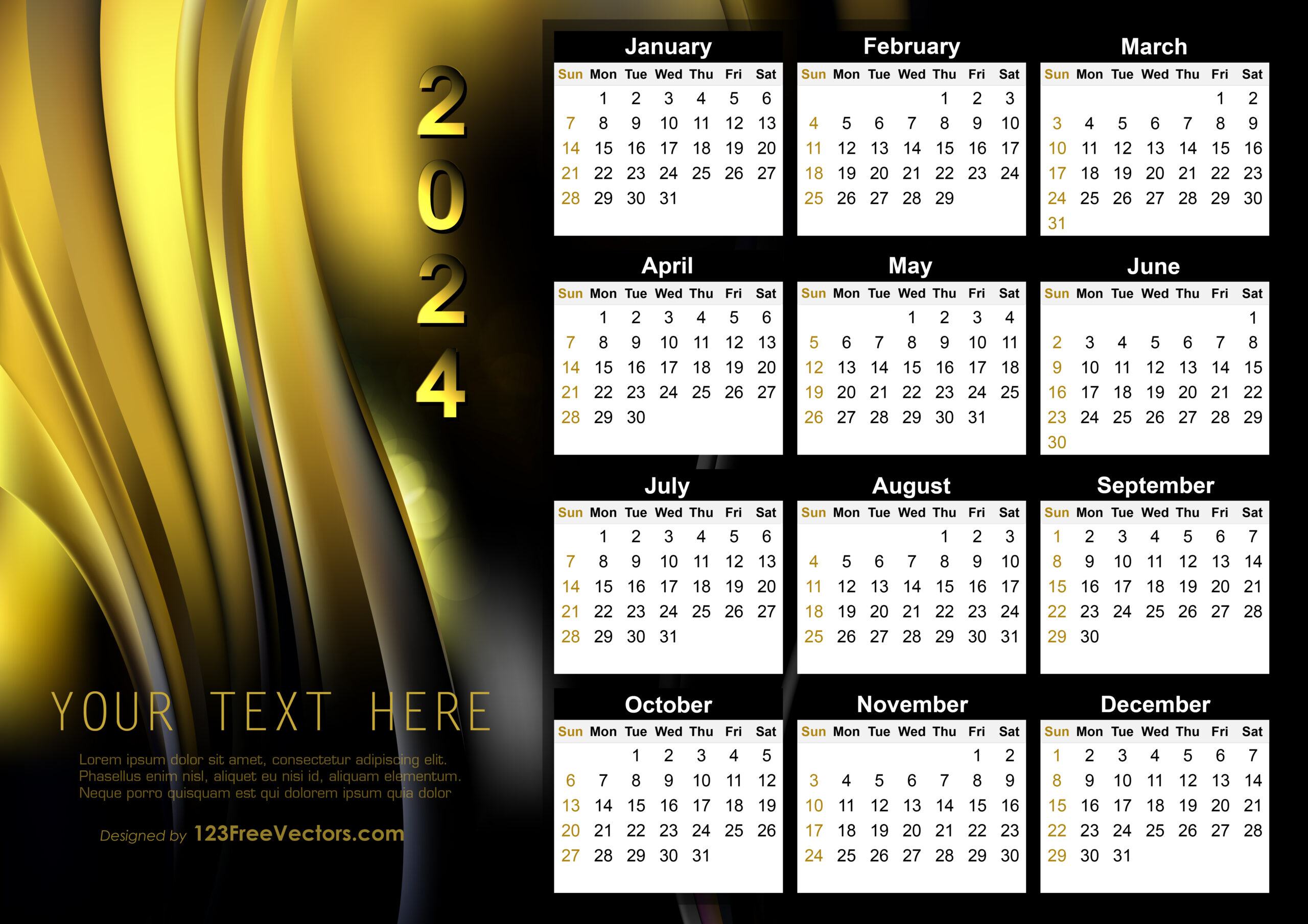 Free 2024 Calendar Design Template | Calendar 2024 Template