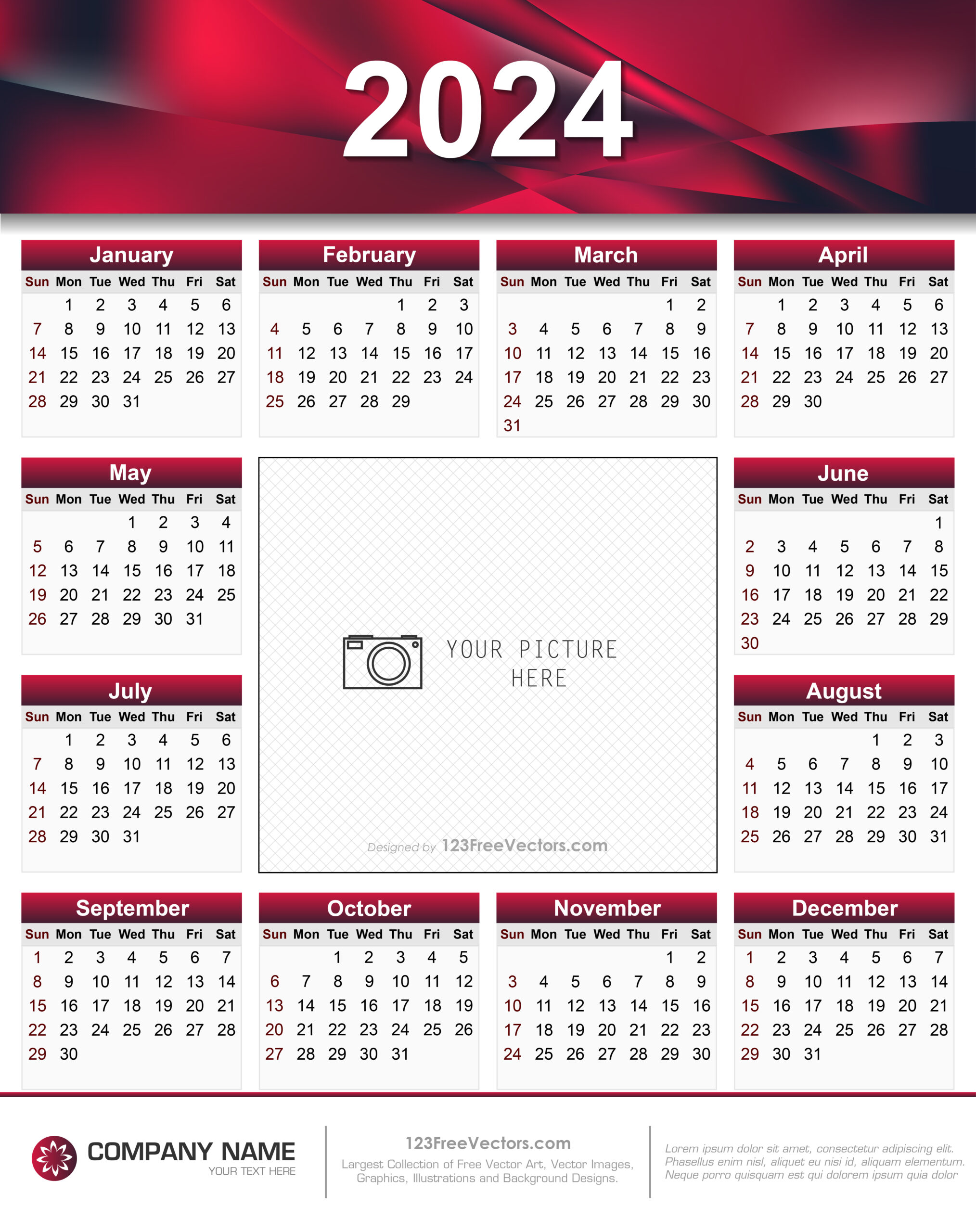 Free 2024 Calendar Printable | 2024 Calendar Download Printable