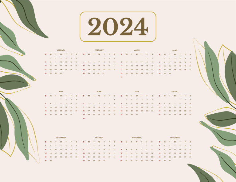 Free 2024 Calendar Template - Download In Word, Google Docs, Excel | 2024 Yearly Calendar in Word