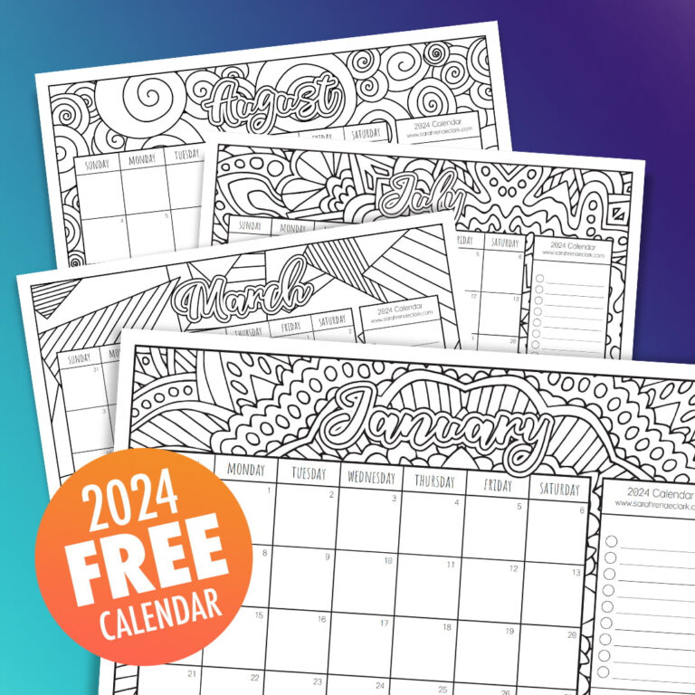 Free 2024 Coloring Calendar Printable | 2024 Calendar Printable Colour