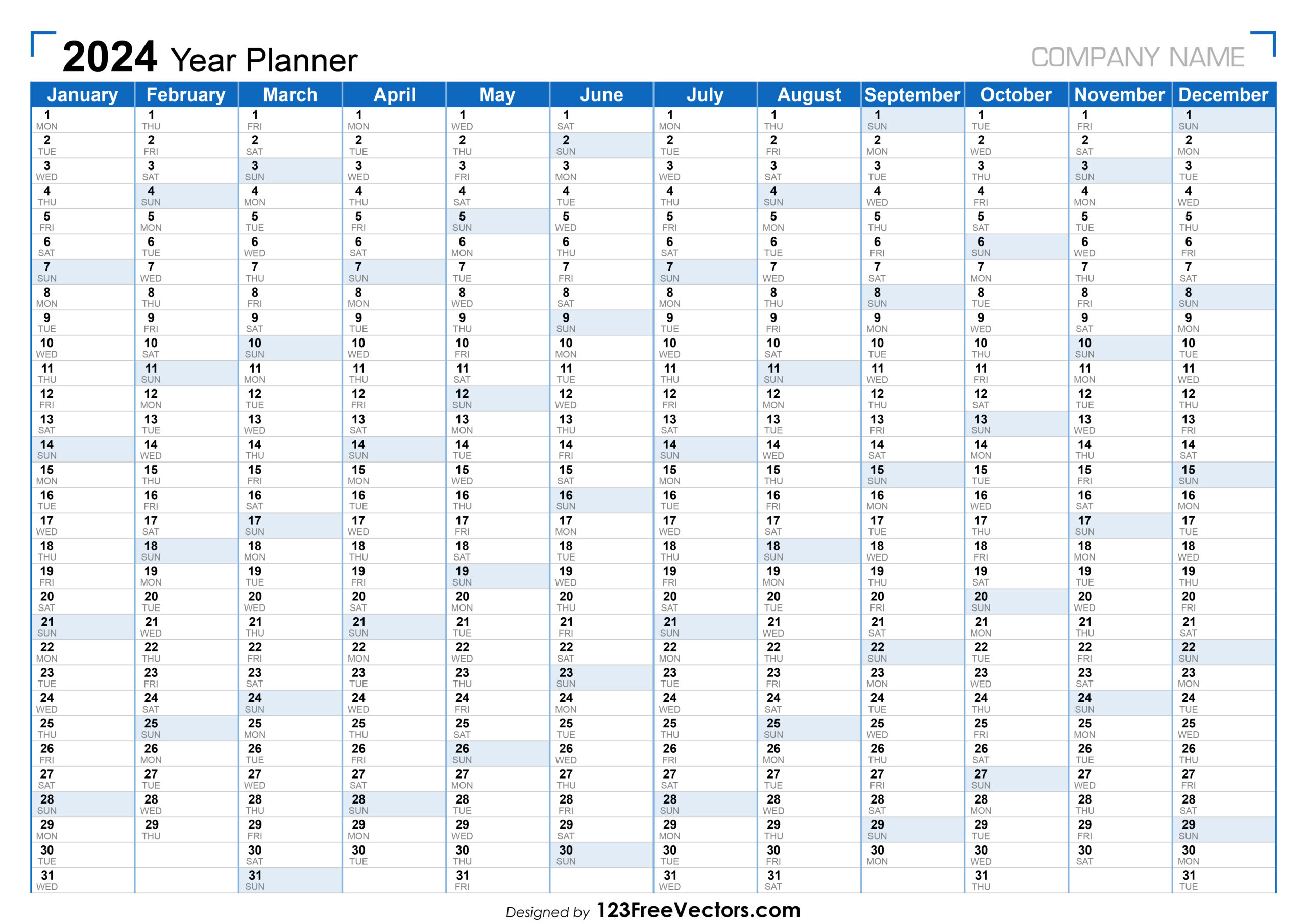 Free 2024 Planner Calendar | Calendar 2024 Printable Planner