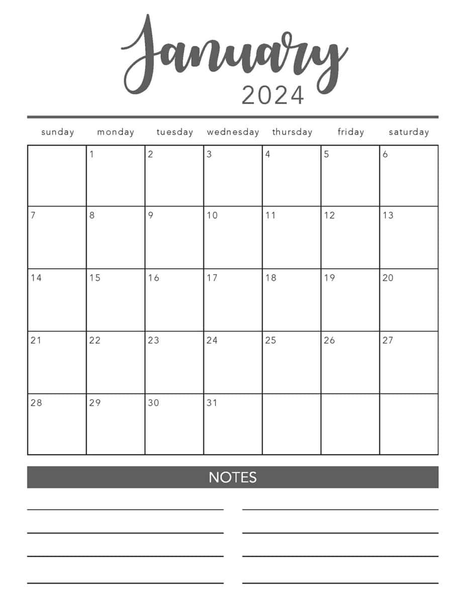 Free 2024 Printable Calendar Template - I Heart Naptime | 2024 Monthly Calendar Template Printable Free