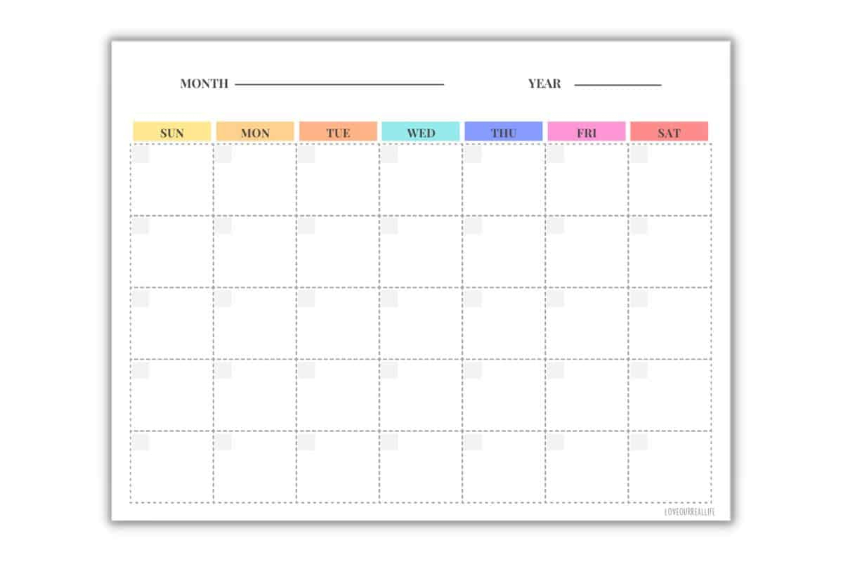 Free Blank Undated Monthly Calendar Printable Template ⋆ Love Our | Printable Calendar For Specific Dates