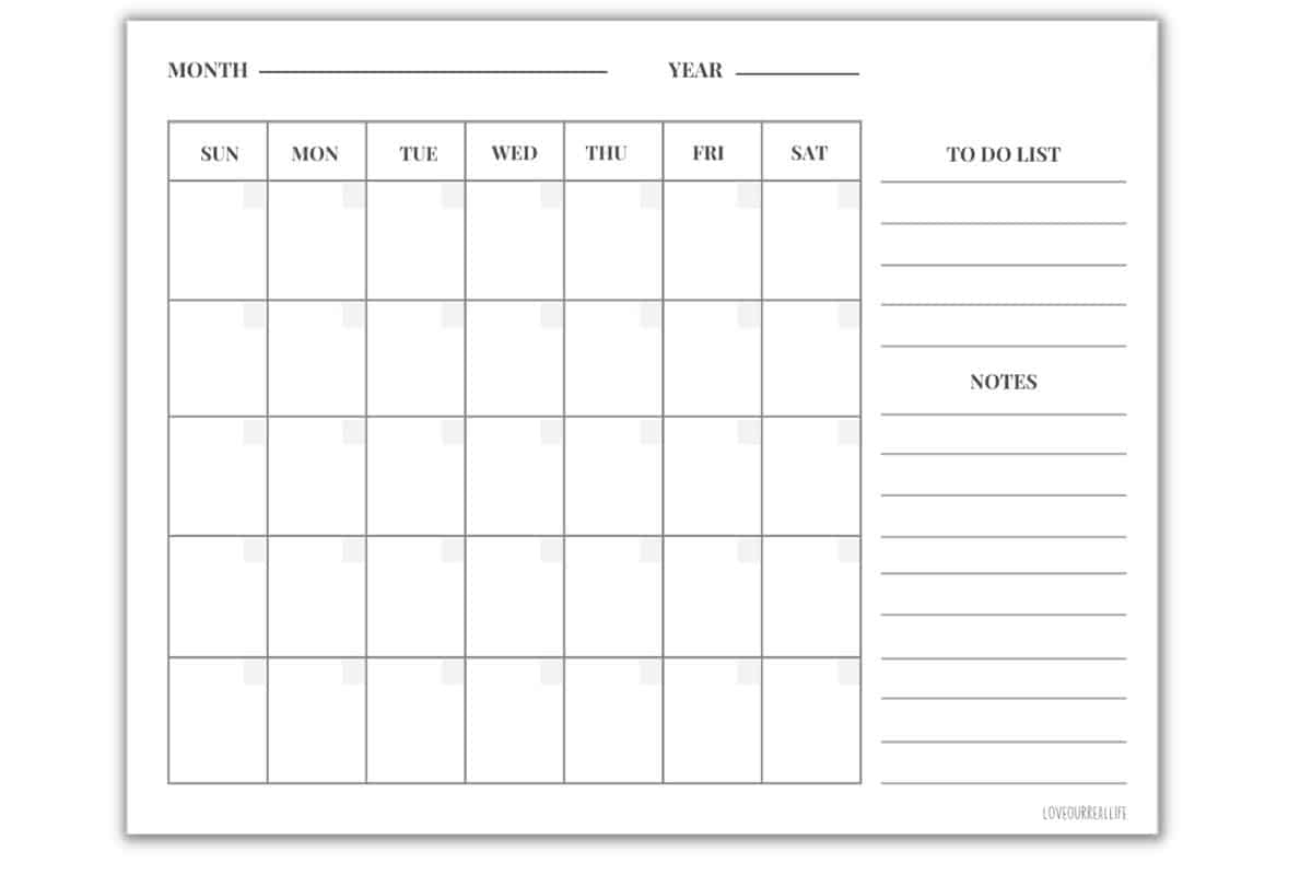 Free Blank Undated Monthly Calendar Printable Template ⋆ Love Our | Printable Calendar For Specific Dates