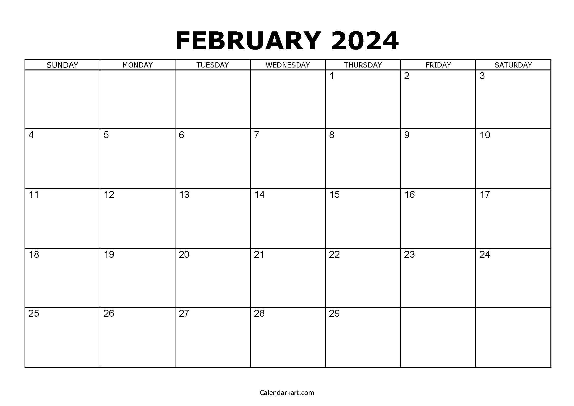 Free &amp;amp; Cute Printable February 2023 Calendar - Calendarkart | February 2024 Calendar Printable Pdf