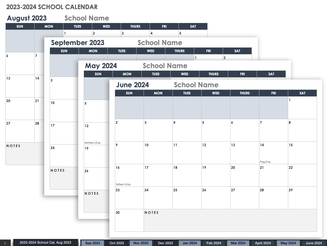 Free Excel Calendar Templates | 2024 Monthly Calendar Printable Excel