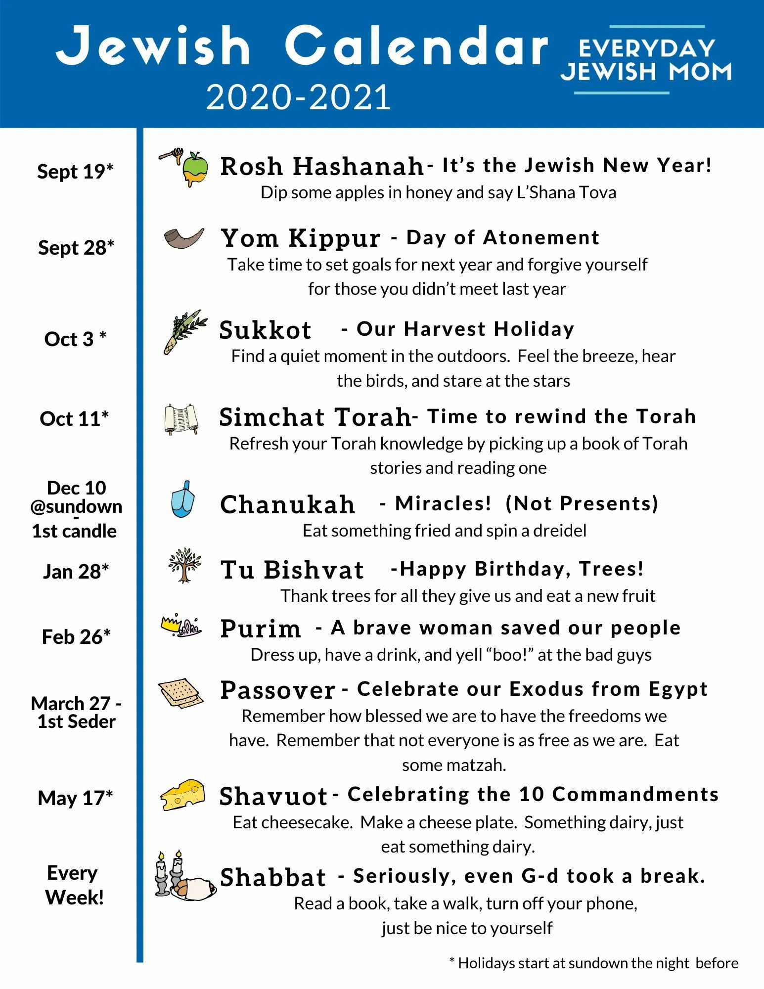 Free Jewish Holiday Calendar 2023-2024 - Printable And Digital | Hebrew Calendar 2024 Printable