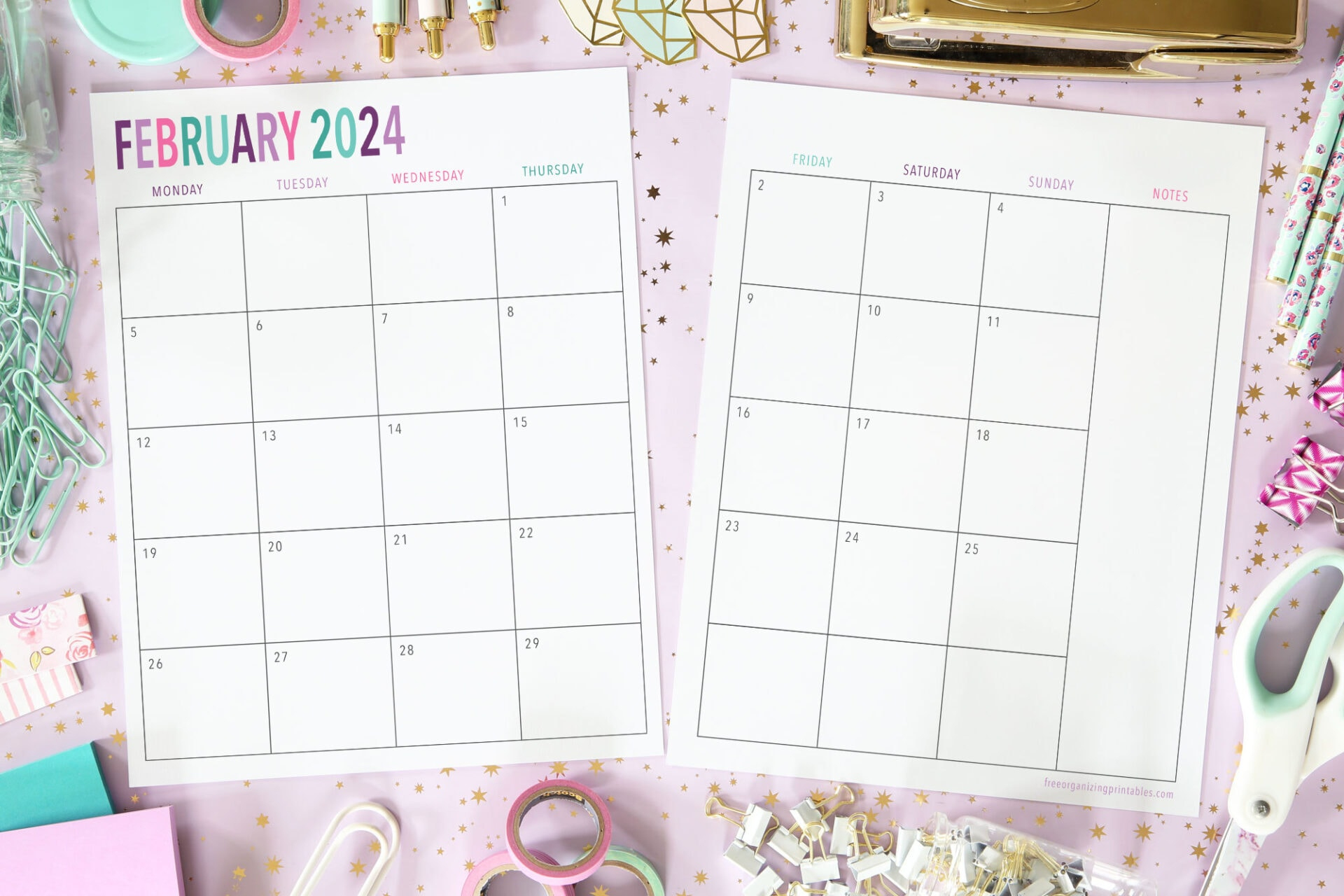 Free Printable 2 Page Blank Monthly Calendar 2024 | 2 Month Printable Calendar 2024