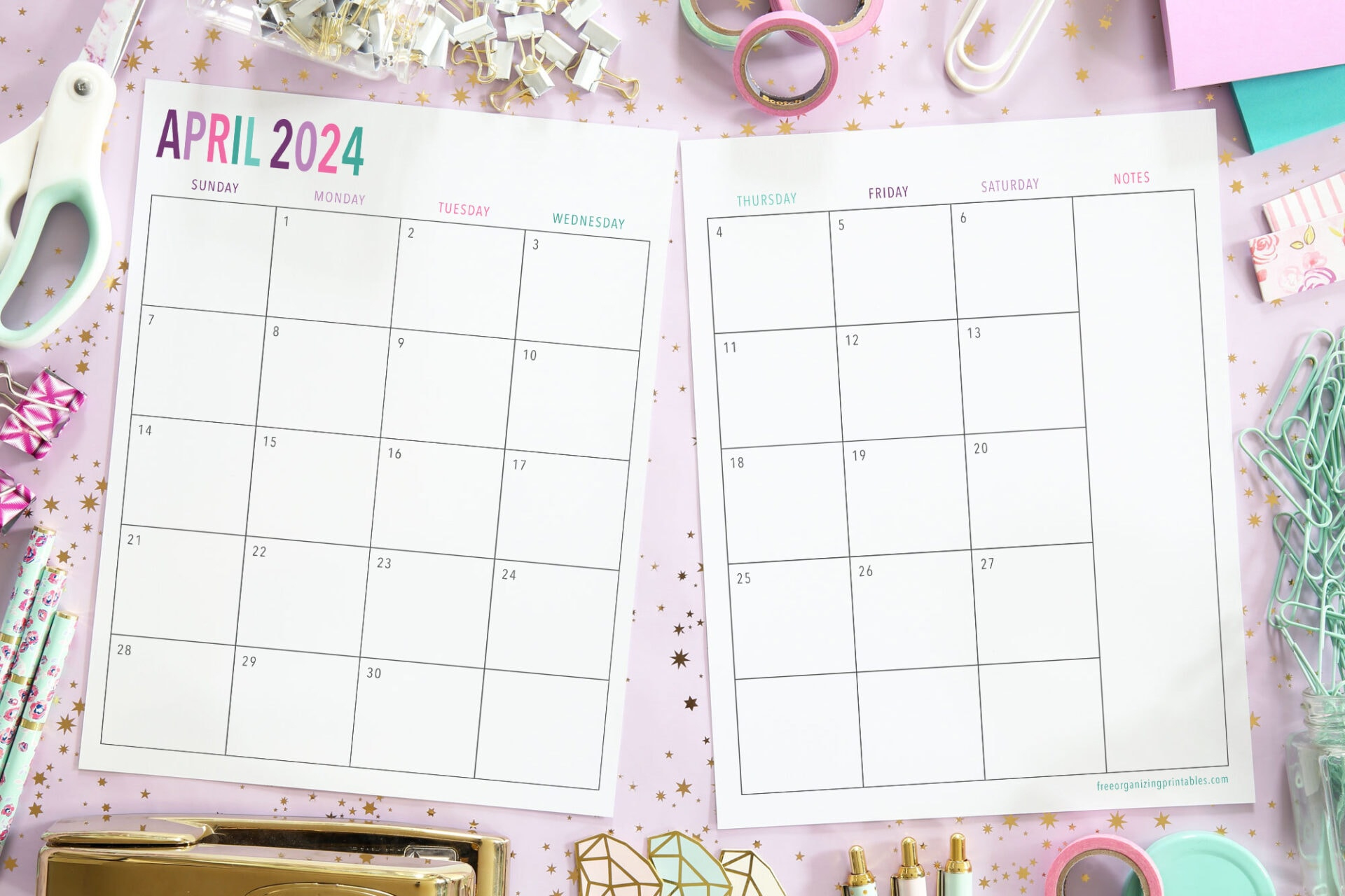 Free Printable 2 Page Blank Monthly Calendar 2024 | Free 2024 Monthly Calendar Printable Free