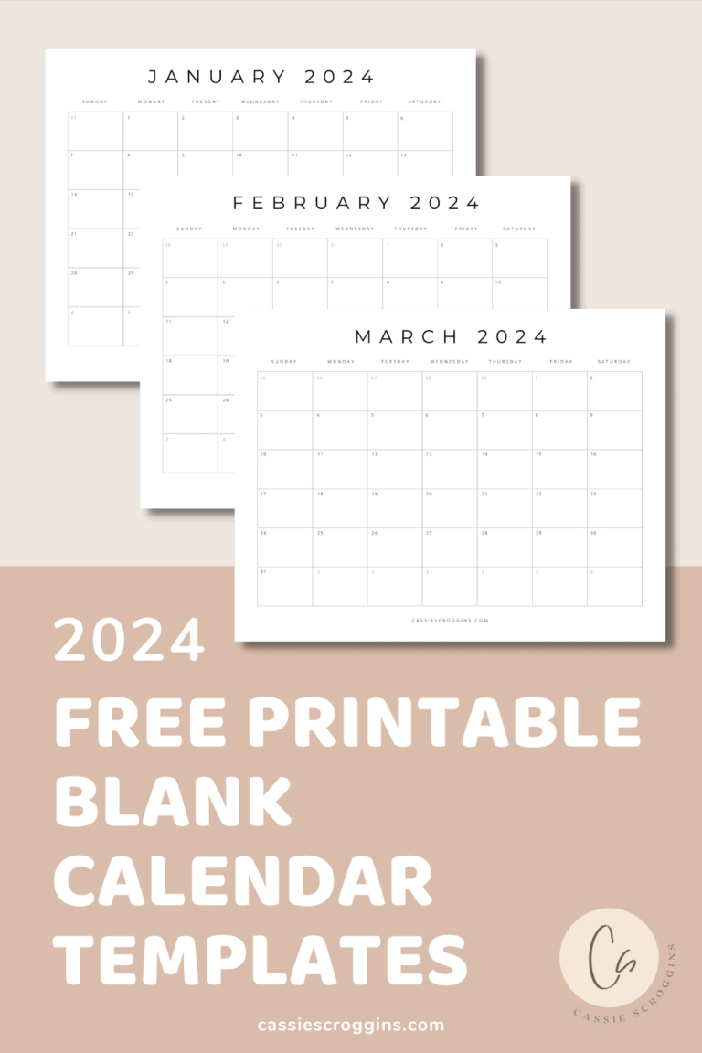 Free Printable 2024 Blank Calendar Templates (All 12 Months | 2024 Monthly Calendar Template Printable Free