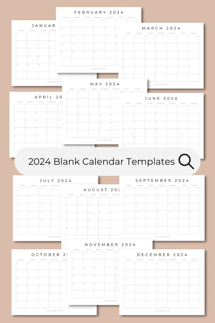 Free Printable 2024 Blank Calendar Templates (All 12 Months | Blank 2024 Calendar Printable Free All Months
