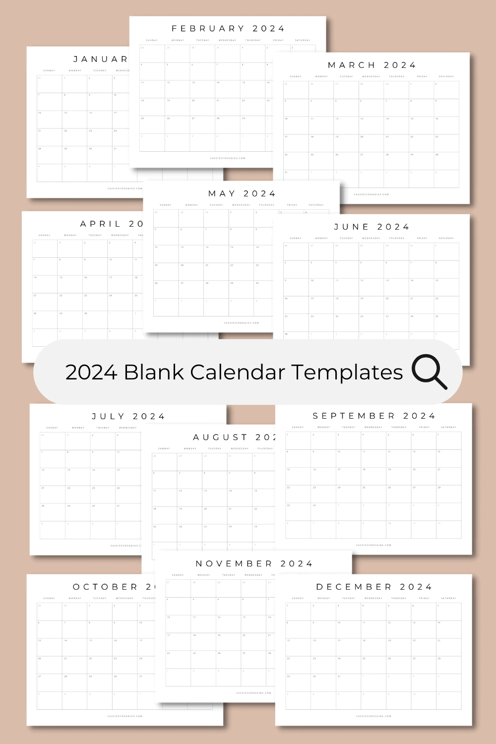 Free Printable 2024 Blank Calendar Templates (All 12 Months) | Free Printable Lined Monthly Calendar 2024