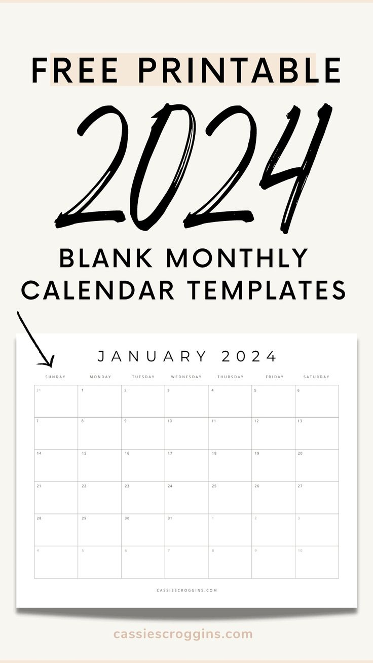 Free Printable 2024 Blank Calendar Templates (All 12 Months) In | Blank 2024 Calendar Printable Free All Months