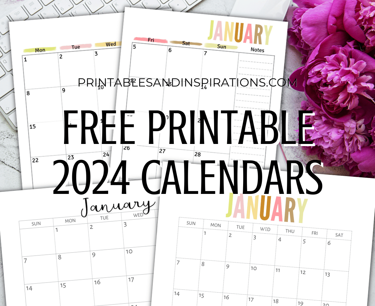 Free Printable 2024 Calendar Printable Pdf - Printables And | 2023 Calendar 2024 Printable By Month