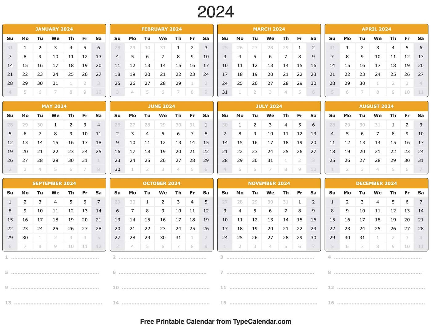 Free Printable 2024 Calendar Templates |Helena Orstem | Medium | Free Printable Calendar Templates 2024