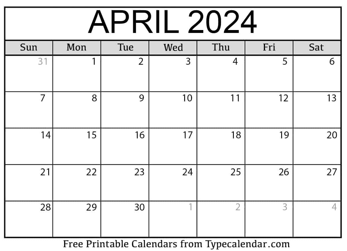 Free Printable April 2024 Calendars - Download | Printable Calendar 2024 All Months