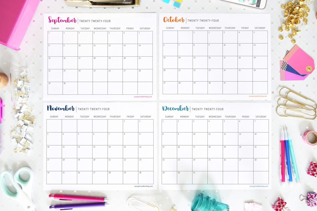 Free Printable Calendar 2024 | Abby Organizes | Free Downloadable 2024 Monthly Calendar