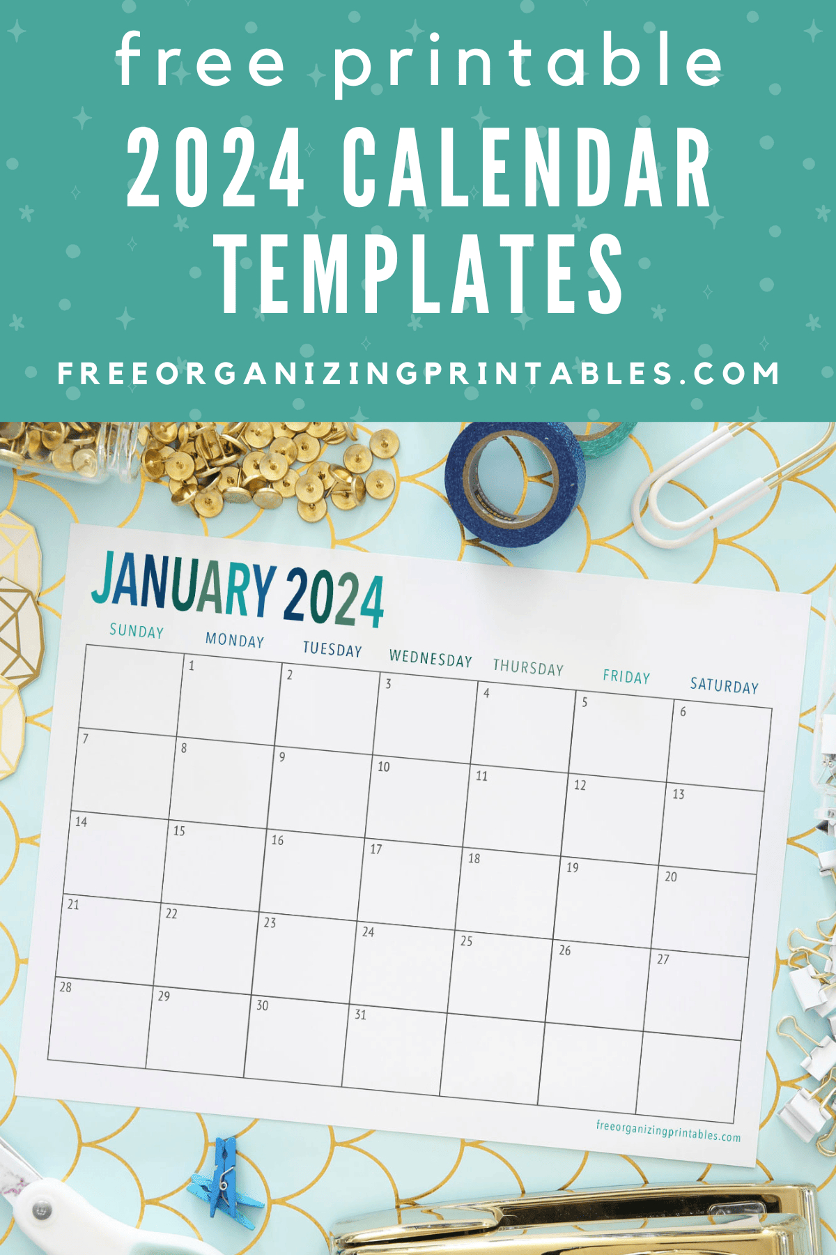 Free Printable Calendar 2024 | Free Organizing Printables | Free 2024 Printable Calendar Template