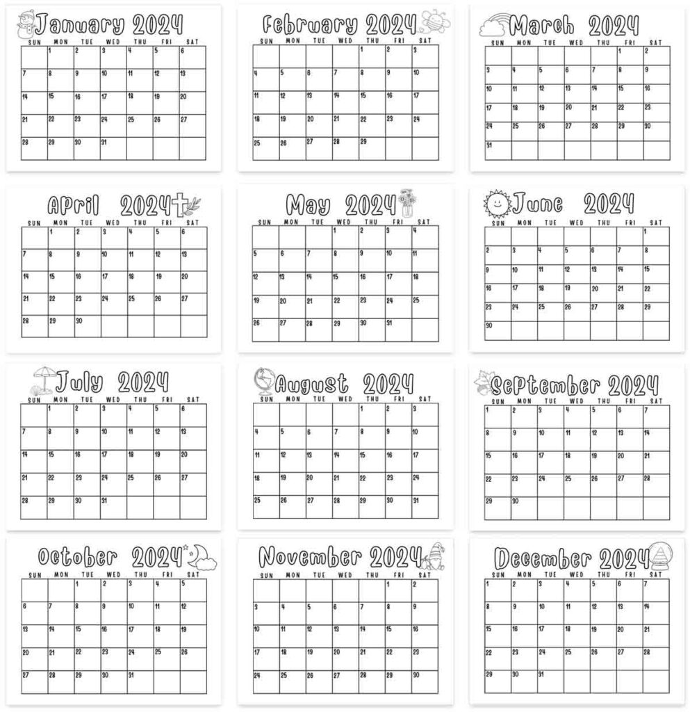 Free Printable Calendar For Kids - Dated And Undated (2024-2025 | 2024 Printable Calendars
