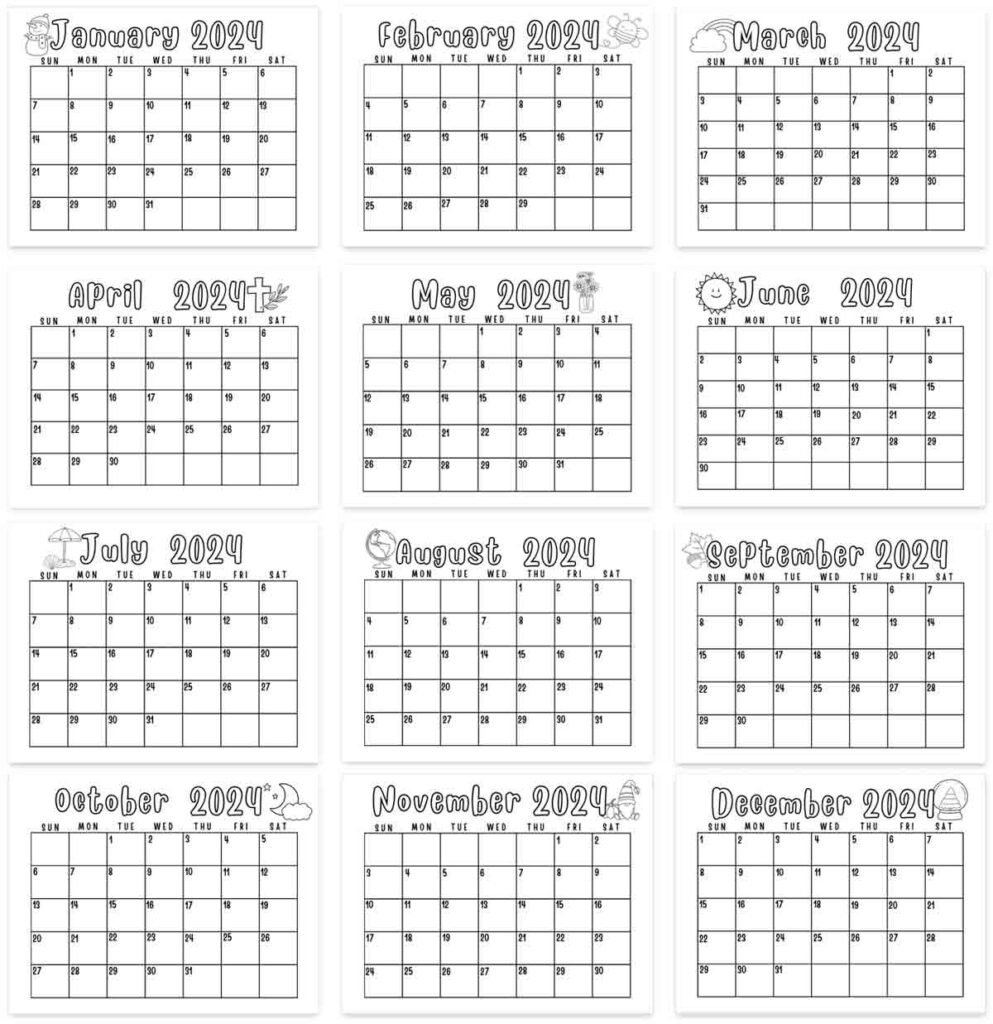 Free Printable Calendar For Kids - Dated And Undated (2024-2025 | Calendar 2024 Printable Time And Date