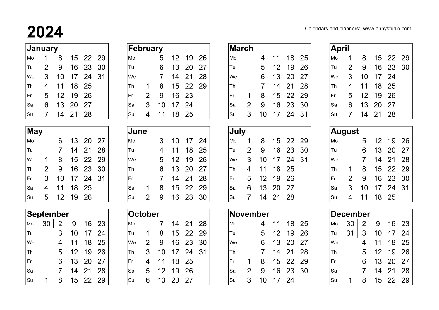 Free Printable Calendars And Planners 2024, 2025 And 2026 | 2024 Calendar Printable 365