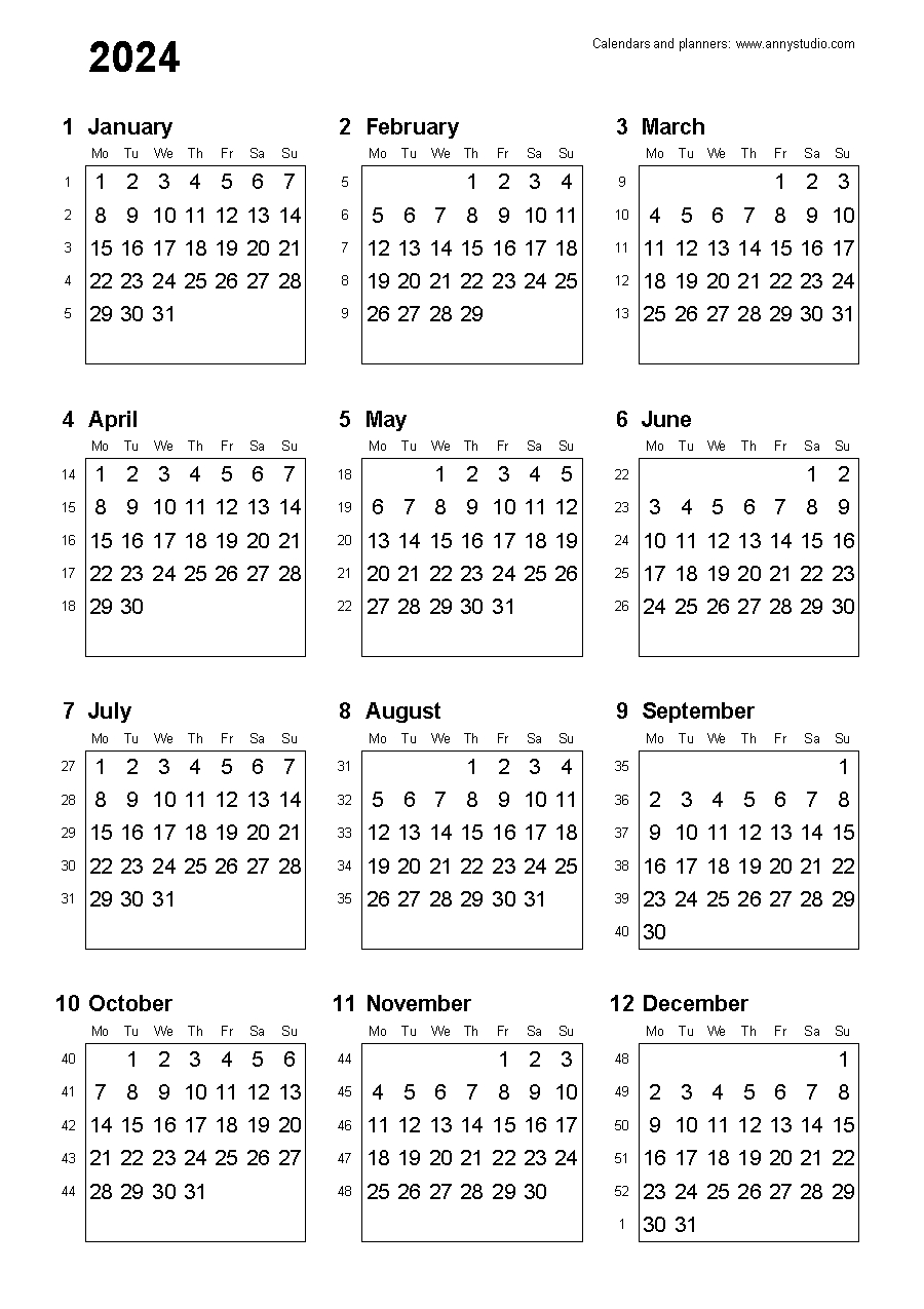 Free Printable Calendars And Planners 2024, 2025 And 2026 | Free Printable Calendar 2024 Uk