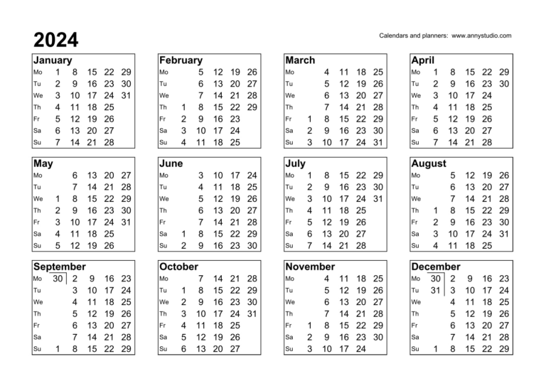 Free Printable Calendars And Planners 2024, 2025 And 2026 | Printable Calendar 2024 A3