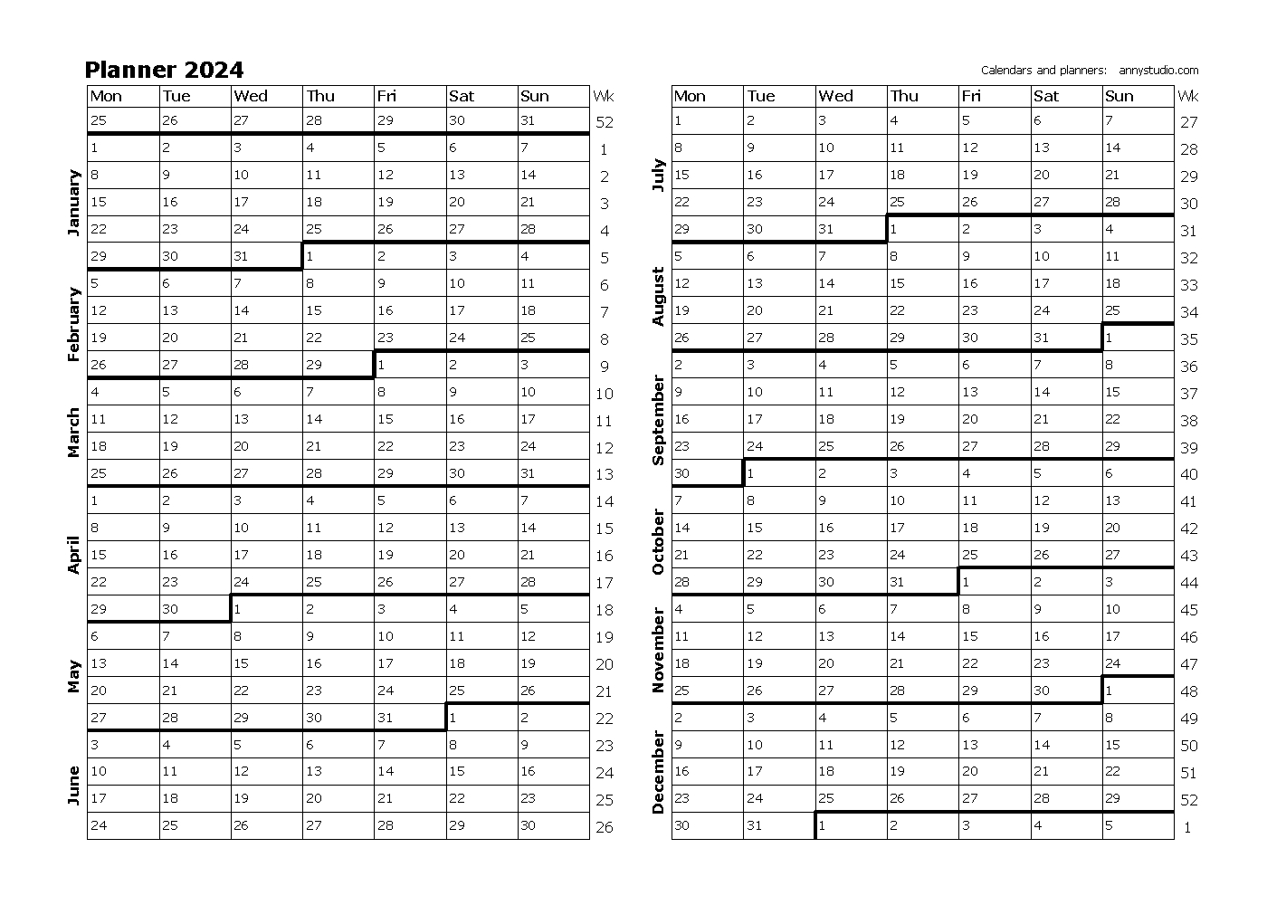 Free Printable Calendars And Planners 2024, 2025 And 2026 | Year To View Calendar 2024 Printable