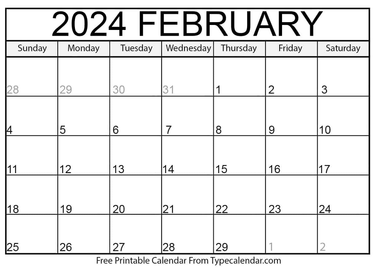 Free Printable February 2024 Calendars - Download | Free Printable Calendar 2024 February
