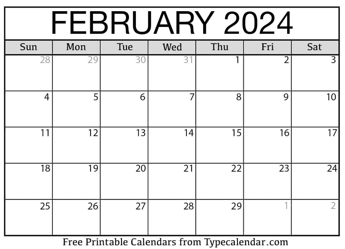 Free Printable February 2024 Calendars - Download | Free Printable Calendar 2024 February