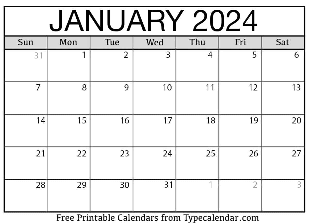 Free Printable January 2024 Calendar - Download | Calendar 2024 January Printable Free