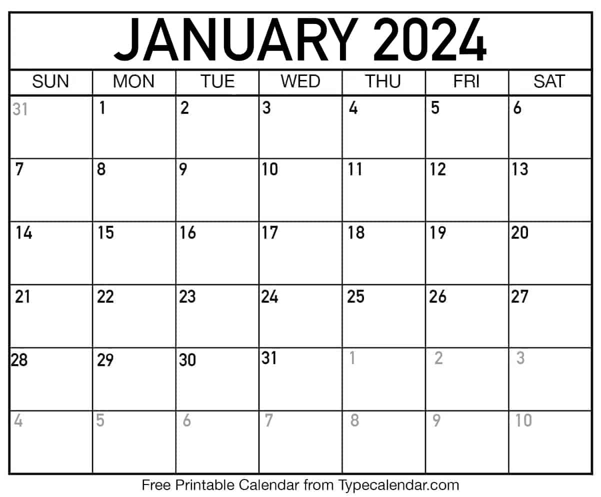 Free Printable January 2024 Calendar - Download | Time And Date Printable Calendar 2024