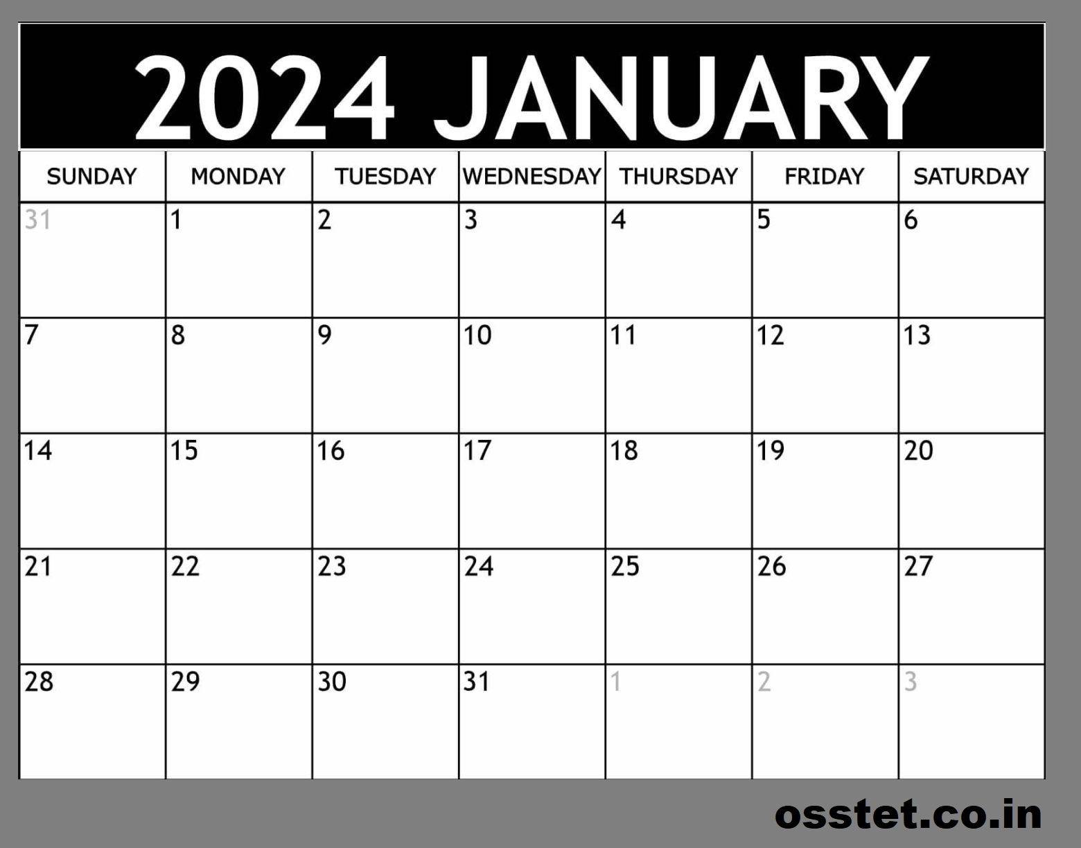 Free Printable January 2024 Calendar Pdf, Word, Excel Editable | January 2024 Calendar Nz Printable