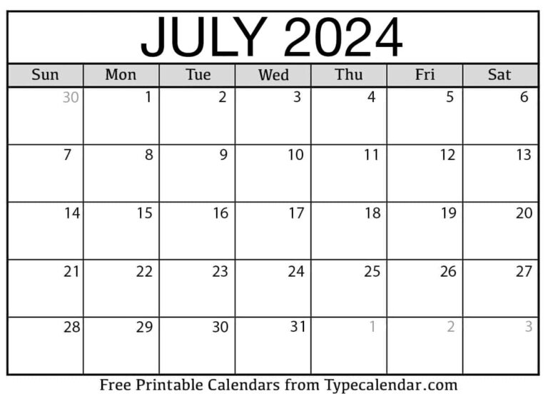 Free Printable July 2024 Calendars - Download | Free Printable Calendar 2024 Word