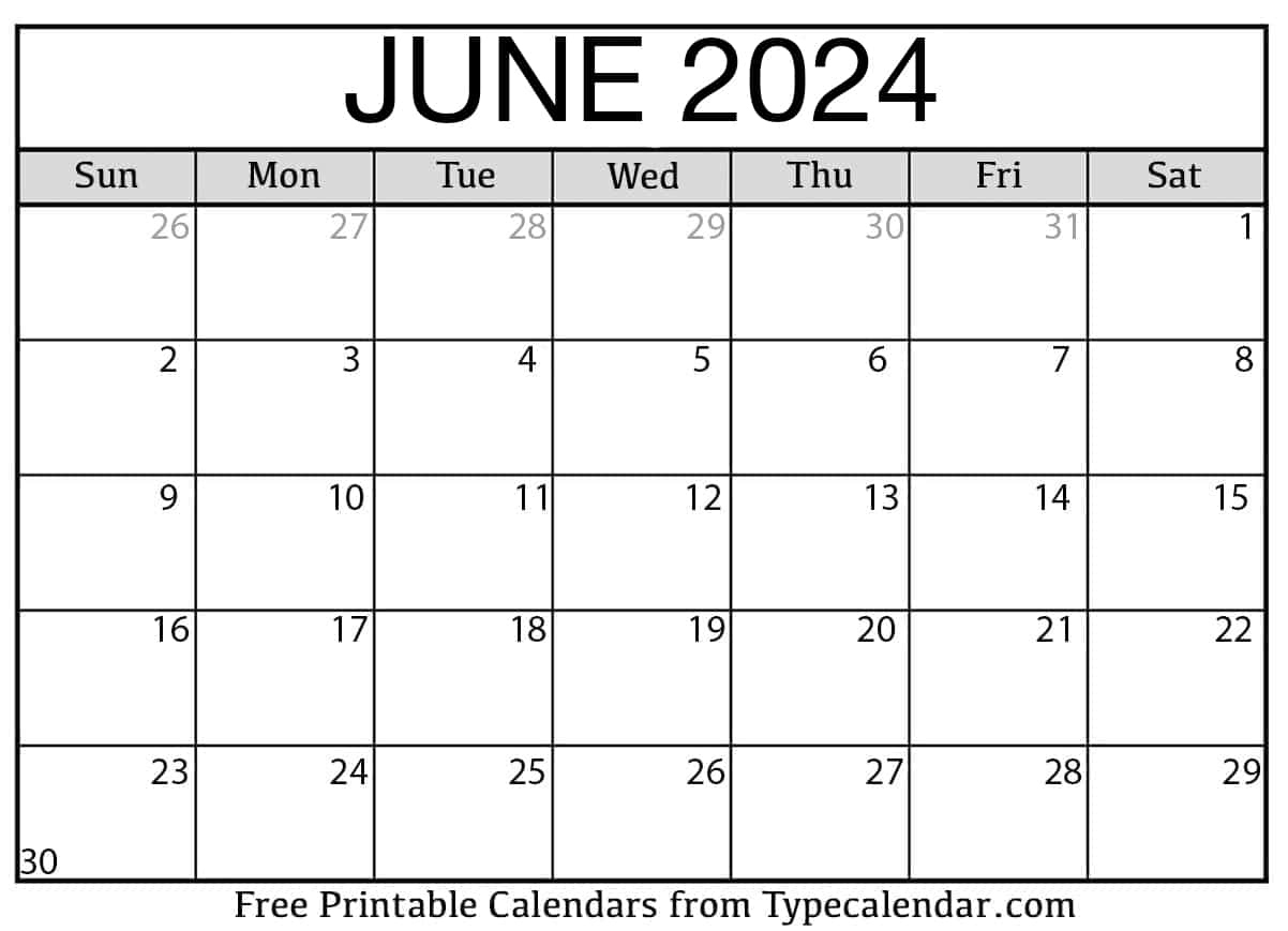 Free Printable June 2024 Calendars - Download | Calendar 2024 Printable June