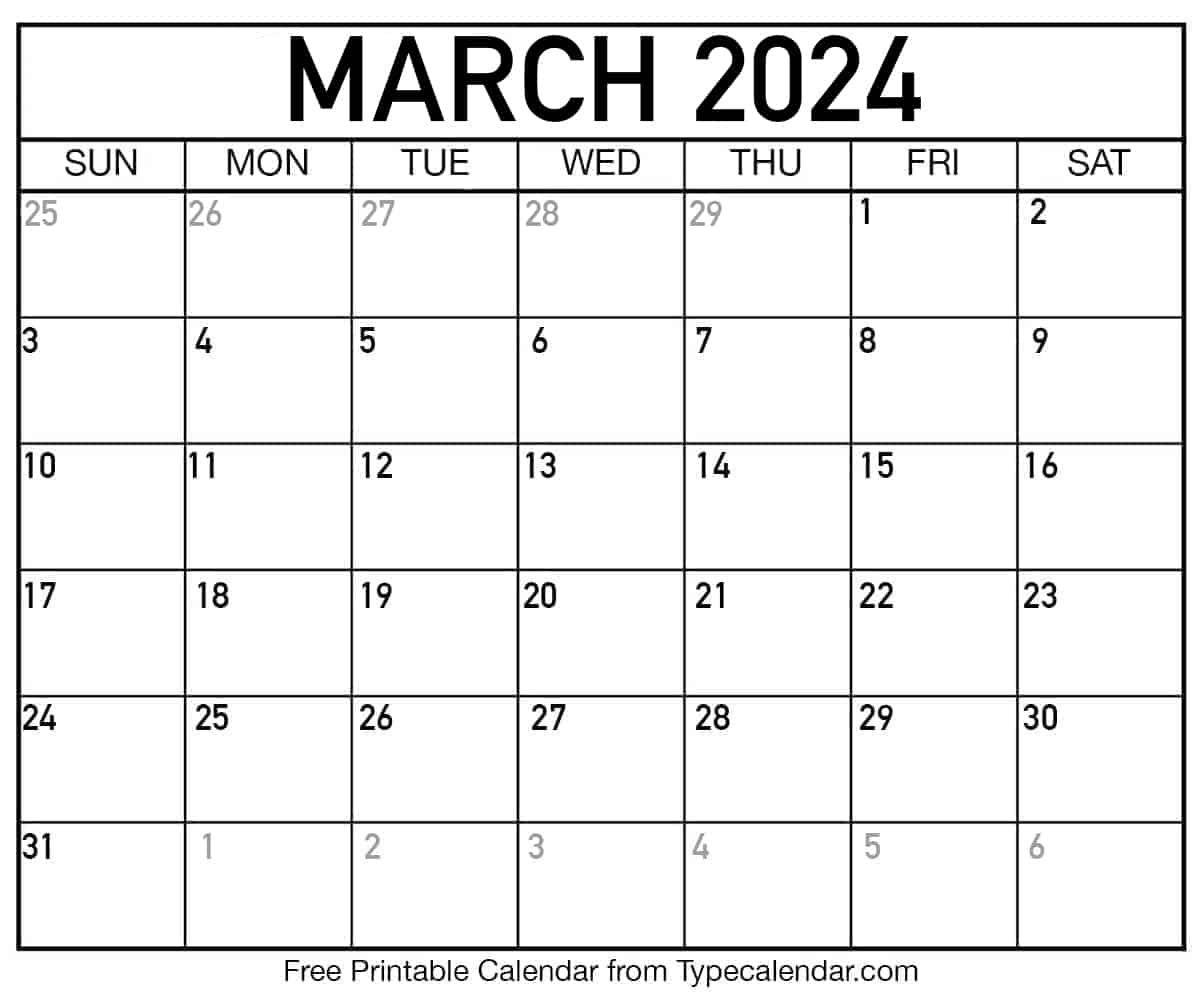 Free Printable March 2024 Calendars - Download | Calendar March 2024 Printable Free