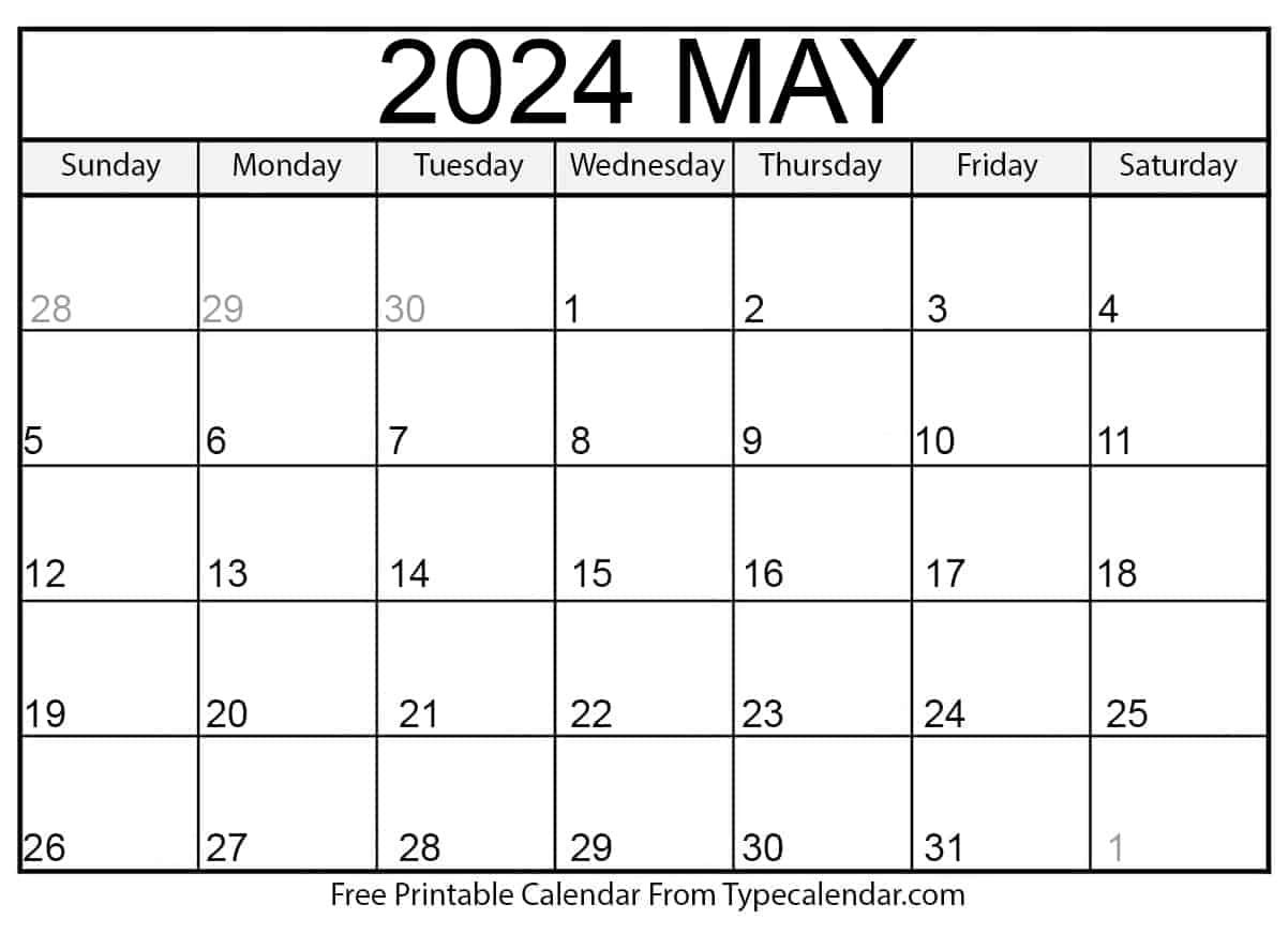 Free Printable May 2024 Calendars - Download | May 2024 Calendar Printable