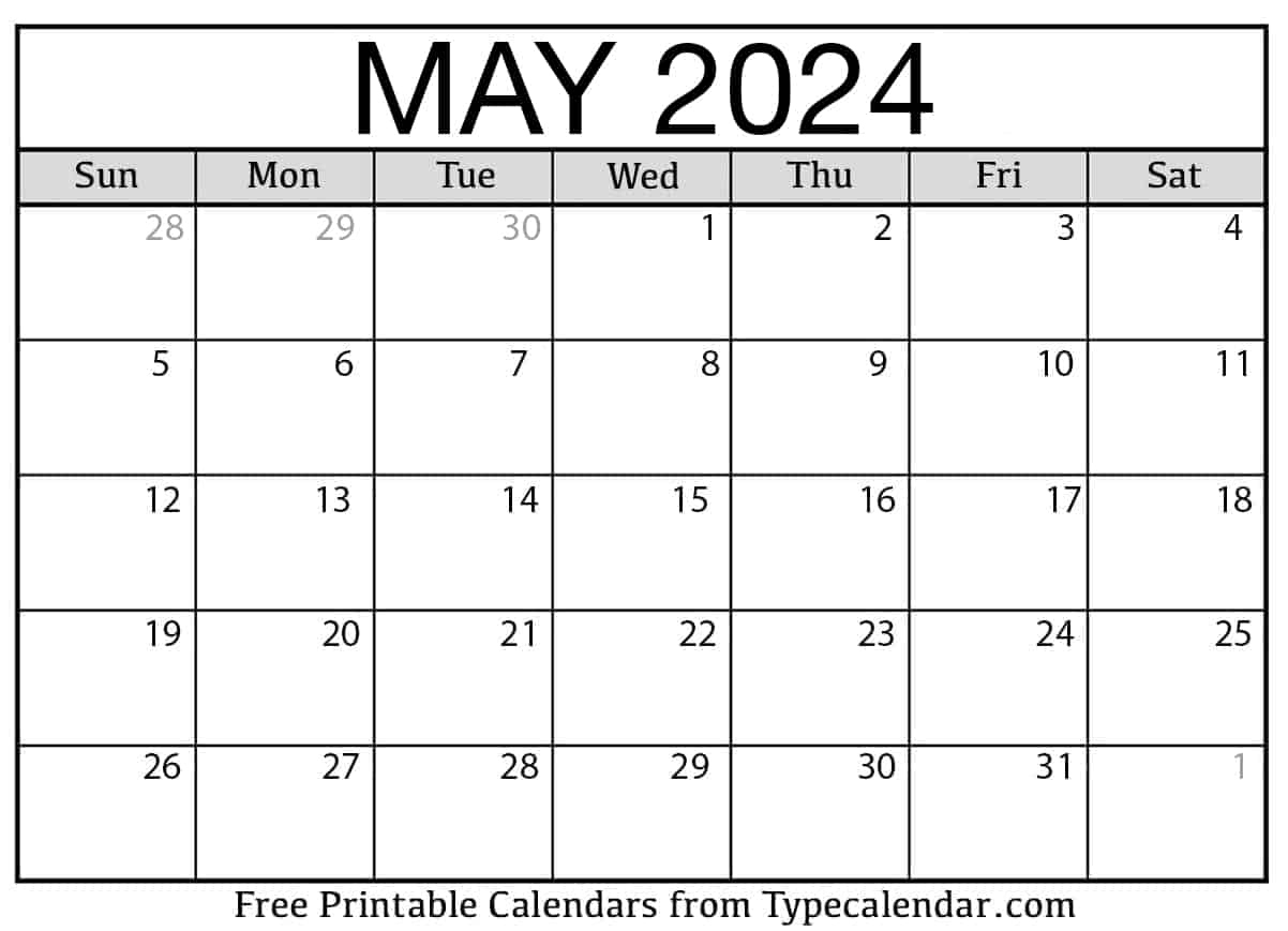 Free Printable May 2024 Calendars - Download | May 2024 Calendar Printable