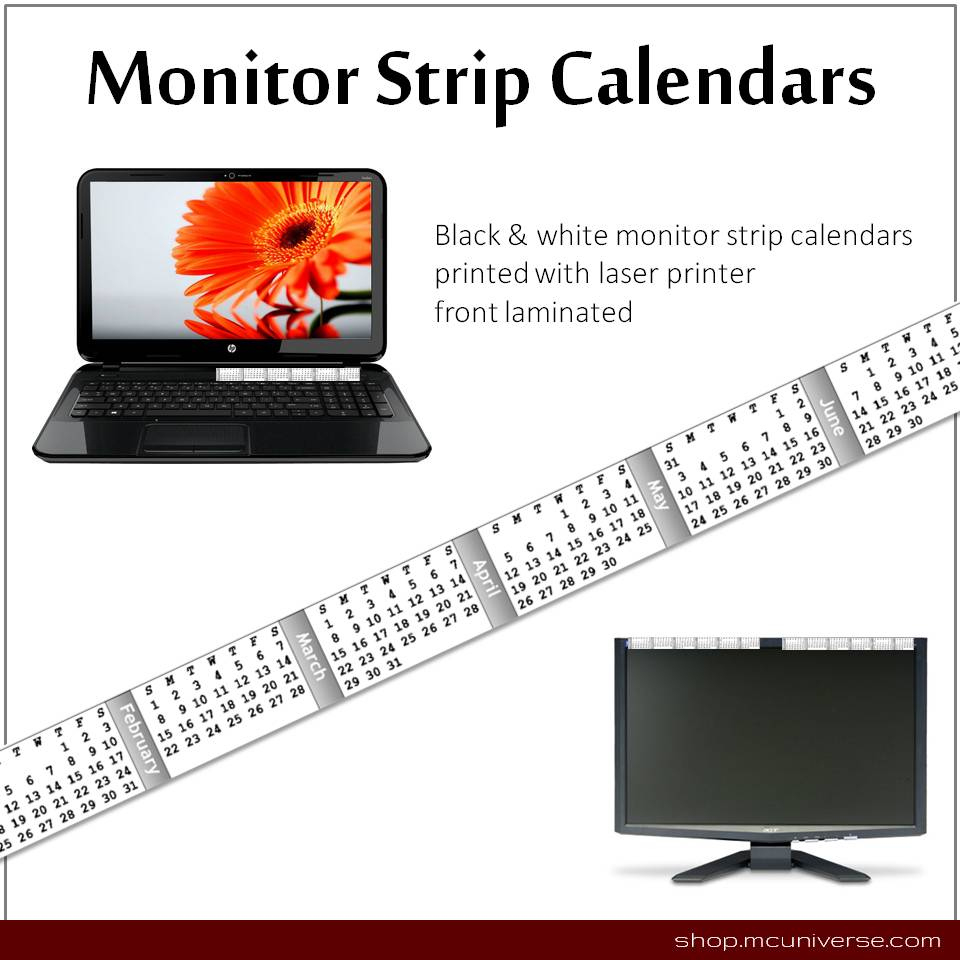 Free Printable Monitor Calendar Strips | Craftmeister | 2024 Calendar Strip Printable