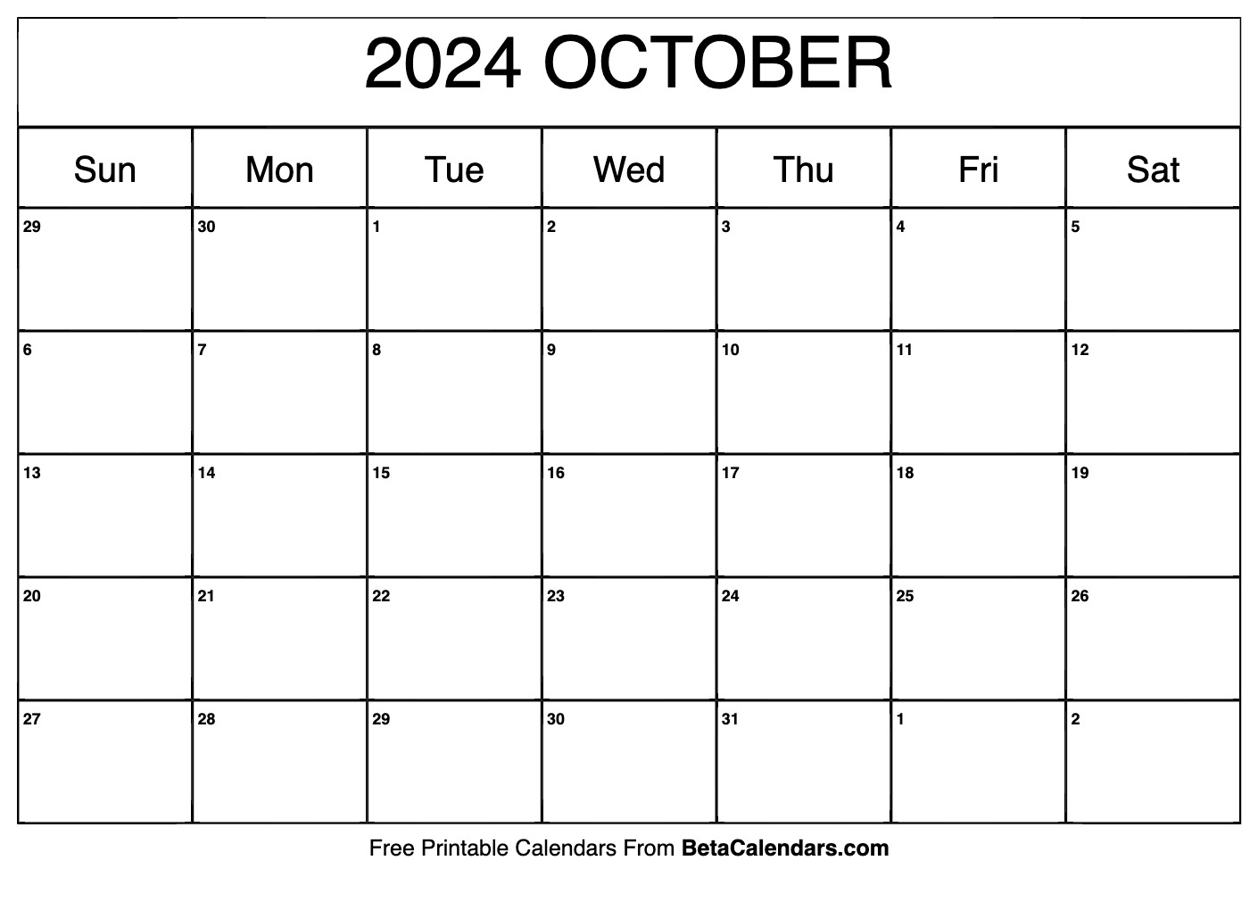 Free Printable October 2024 Calendar | October Calendar 2024 Printable