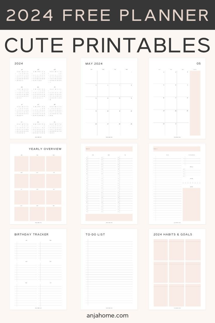Free Printable Planner 2024 Pdf - Anjahome In 2023 | Study Planner | 2024 Yearly Planner Template